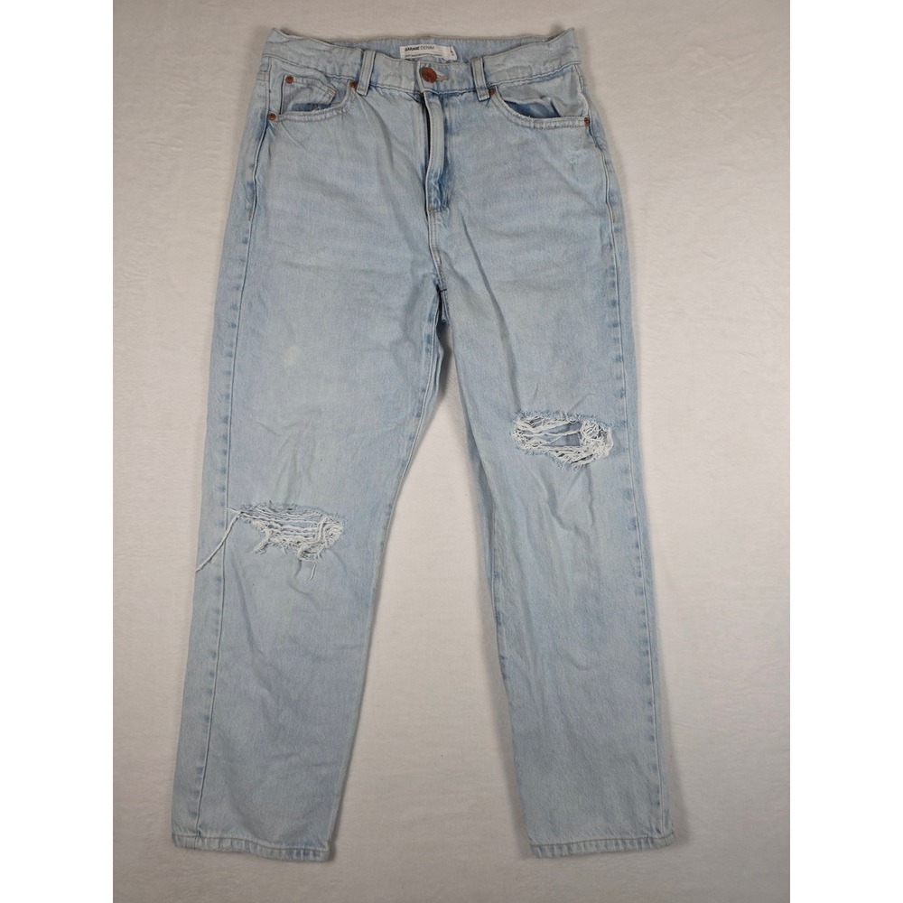 Garage Denim Vintage Straight Distressed Jeans 07 28 Light Blue Grunge Y2K